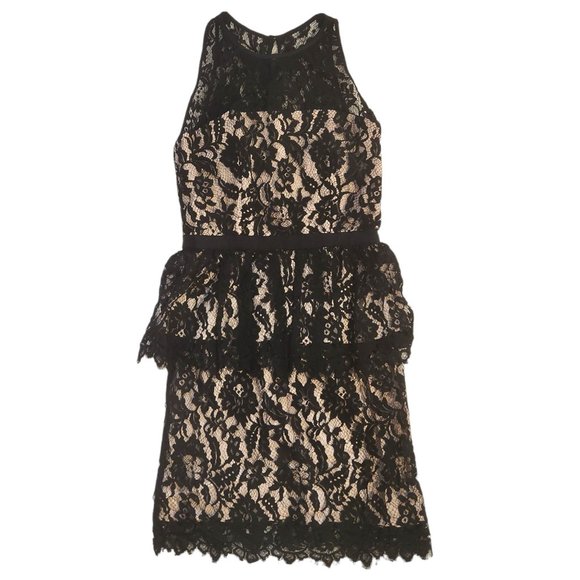 Milly of NY Black Lace Peplum Dress Fully Lined Women's Sz 4 New w/Neiman's Tag - Picture 4 of 11